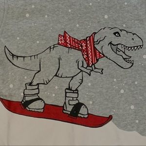 H&M Youth Dinosaur Snowboarding Christmas Sweatshirt pullover Hoodie 8-10Y
